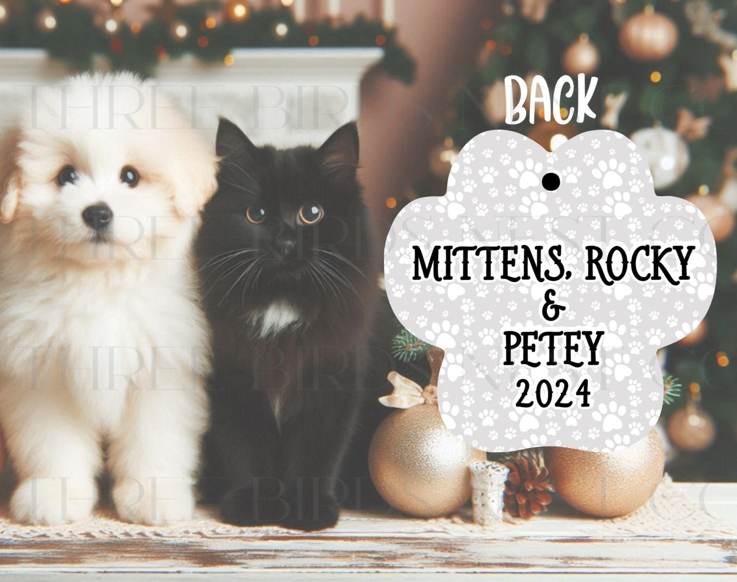 Personalized Pets Double Sided Christmas Ornament - Dog Lover - Cat Lover - Bird Lover - Metal Ornament - ORN233