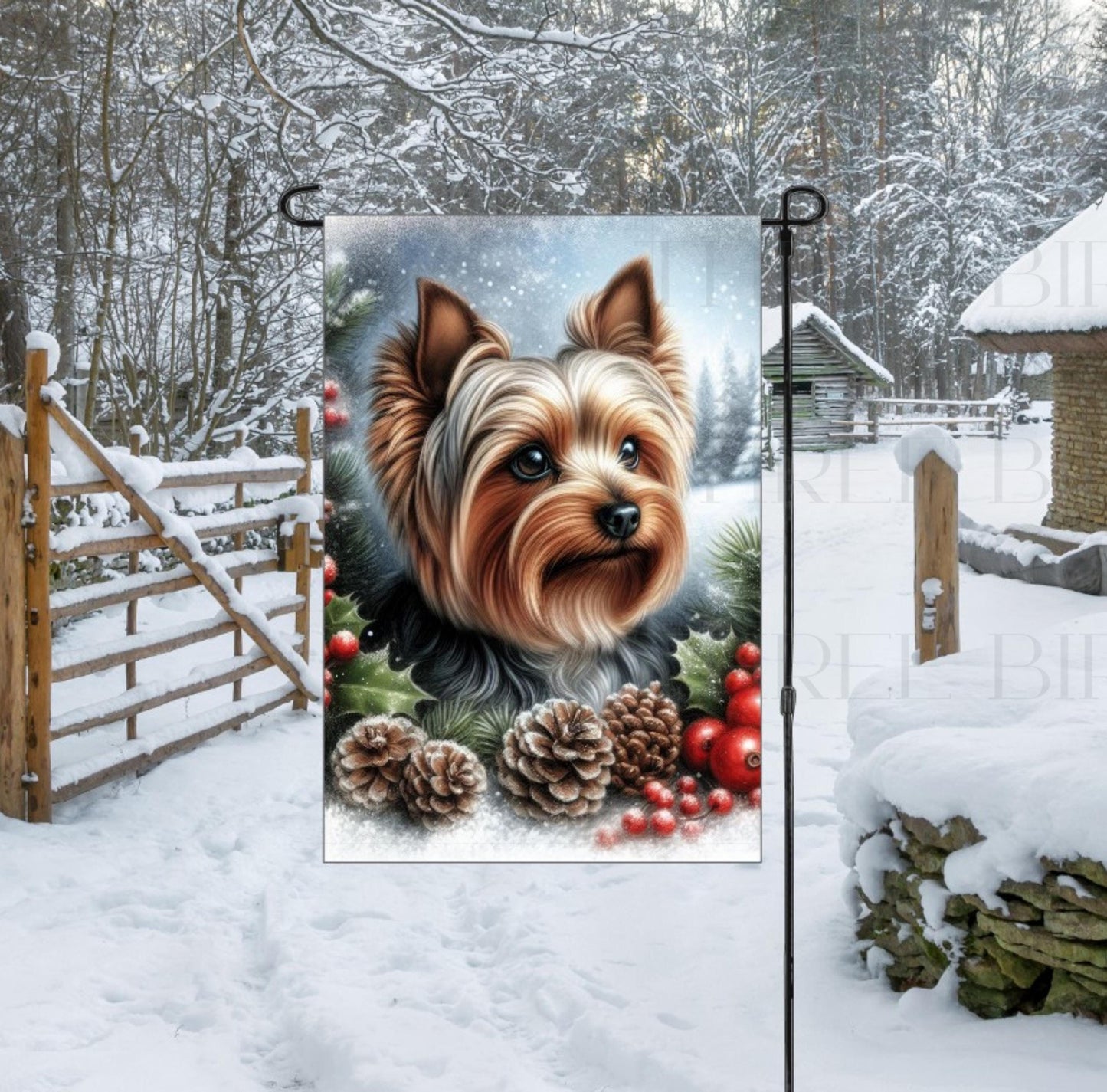 A beautiful Yorkshire Terrier in a Winter setting