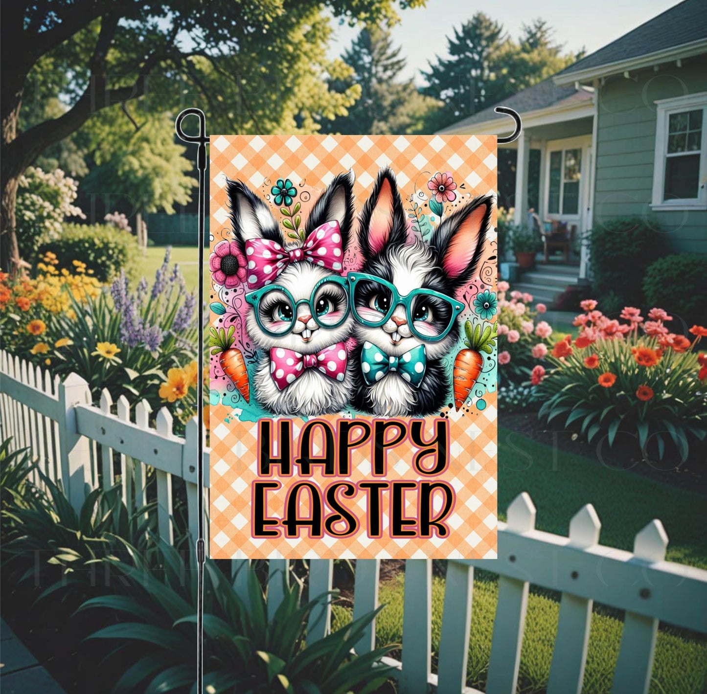 An adorable Easter Bunny couplethat is ready to help you elevate your Easter decor