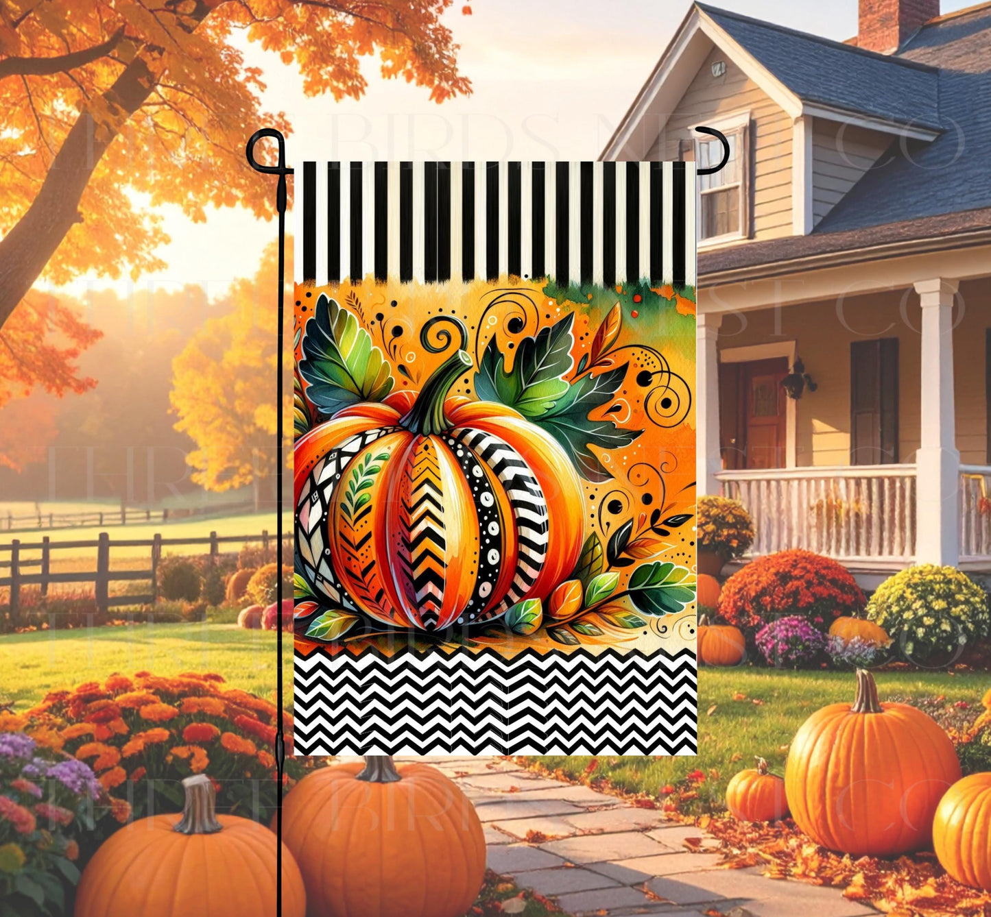Fall Pumpkin Double-Sided Garden Flag