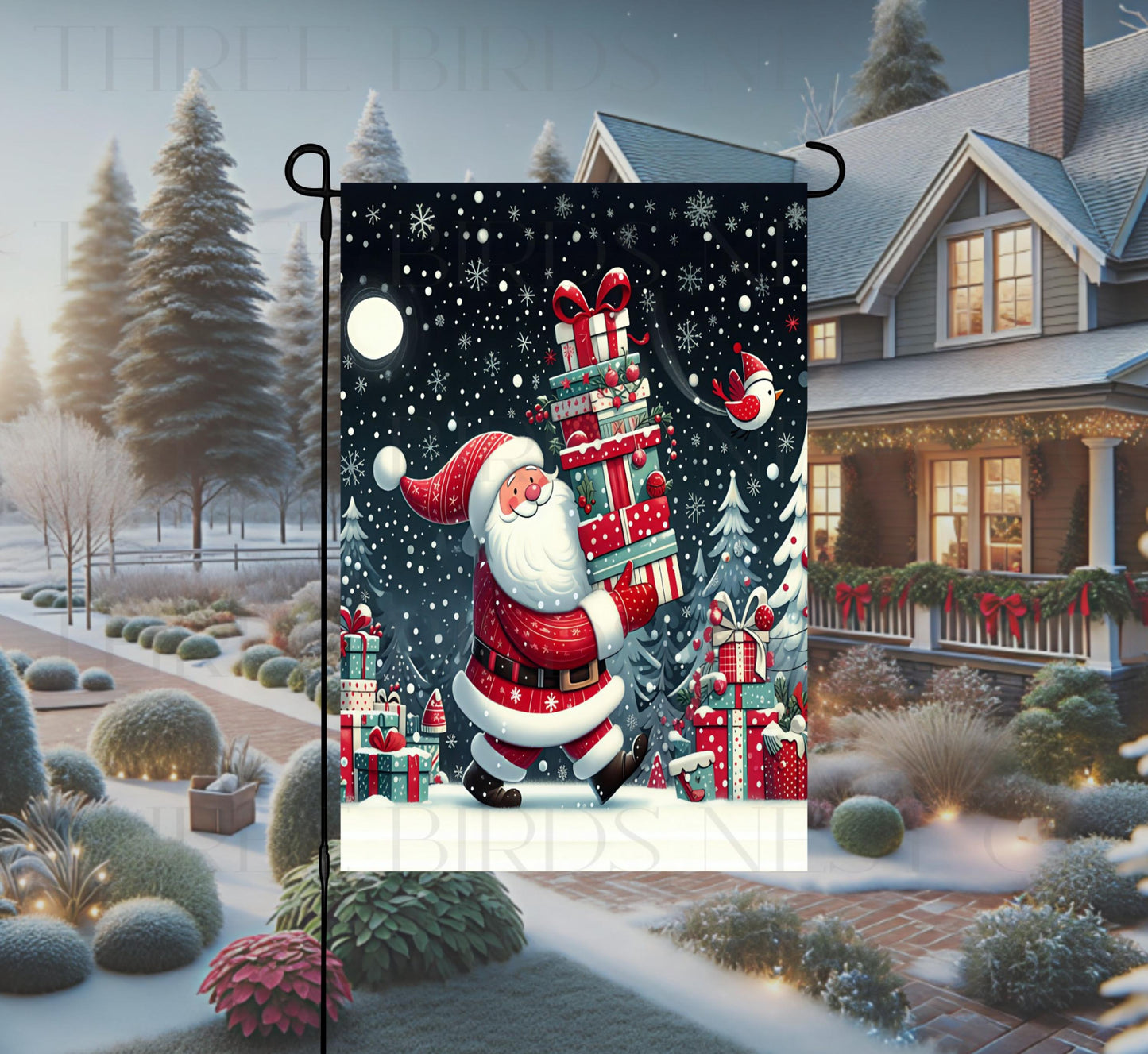 Christmas Double-Sided Garden Flag, Santa Claus is Coming to Town