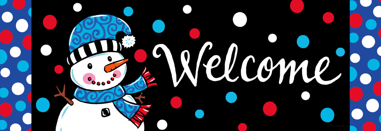 Polka Dot Snowman Welcome- PVC All Weather Sign