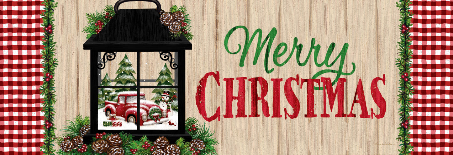 Red Truck Lantern Merry Christmas- PVC All Weather Sign