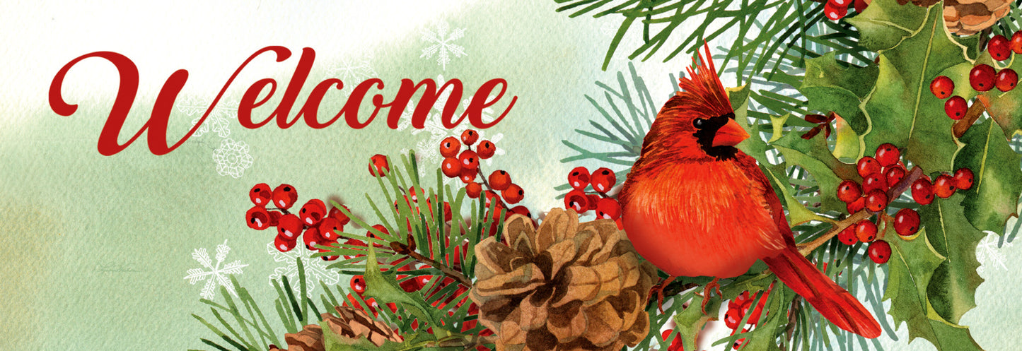 Winter Cardinal Welcome- PVC All Weather Sign