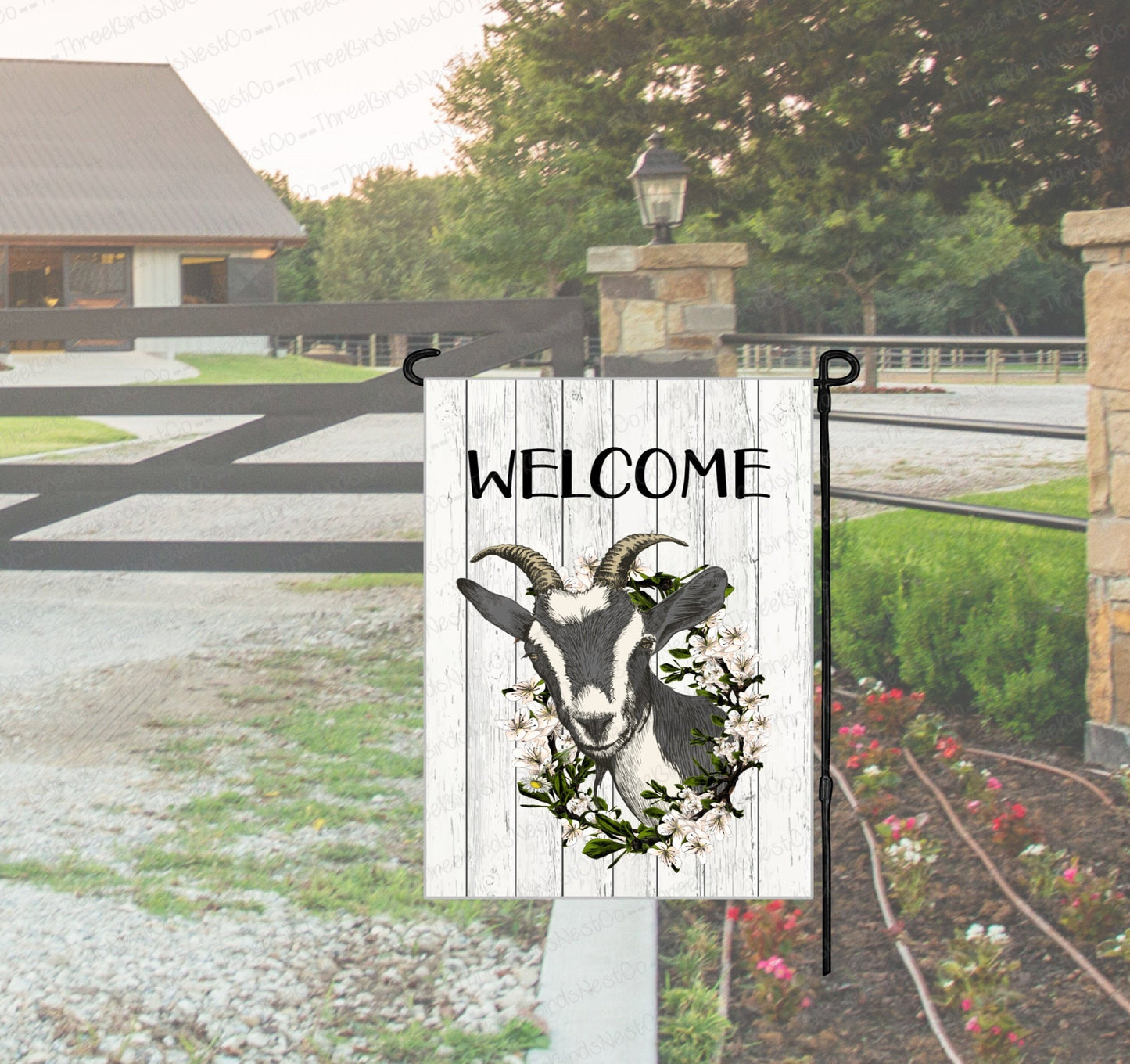 Goat Garden Flag - Welcome Garden Flag - Farm Garden Flag - Goat Gift - Custom Garden Flag - Yard Flag - Double Sided Garden Flag