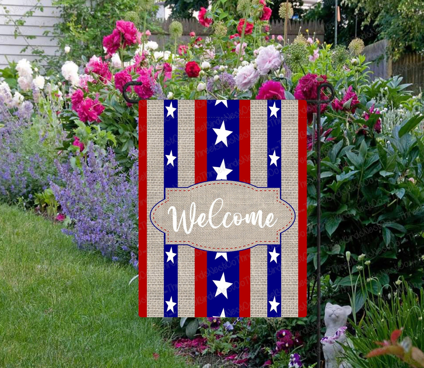 Garden Flag - Patriotic Garden Flag - American Flag - Welcome Flag - Custom Garden Flag - Yard Flag - Yard Art Double Sided Garden Flag