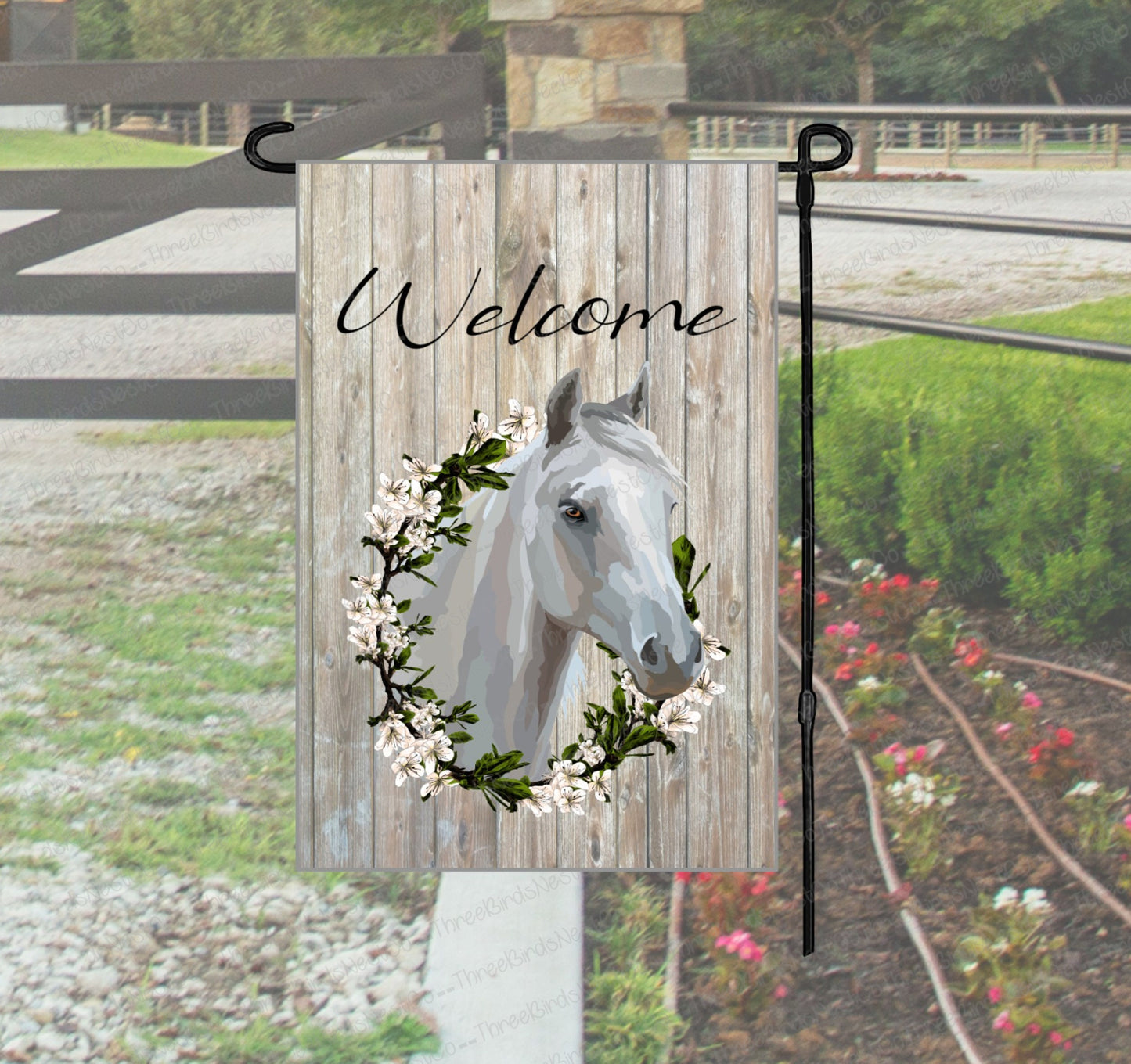 Horse Garden Flag - Welcome Garden Flag - Farm Garden Flag - Horse Gift - Custom Garden Flag - Yard Flag - Double Sided Garden Flag