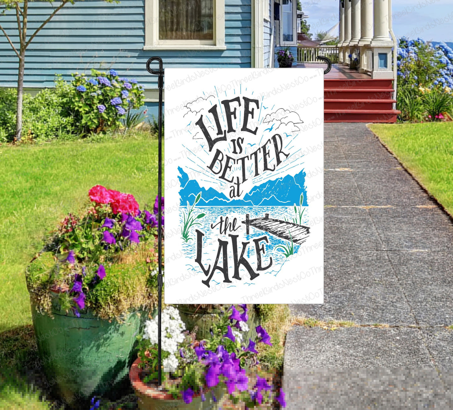 Life is Better at the Lake - Welcome to the Lake House Flag - Lake House Decor - Lake Garden Flag - Double Sided Garden Flag
