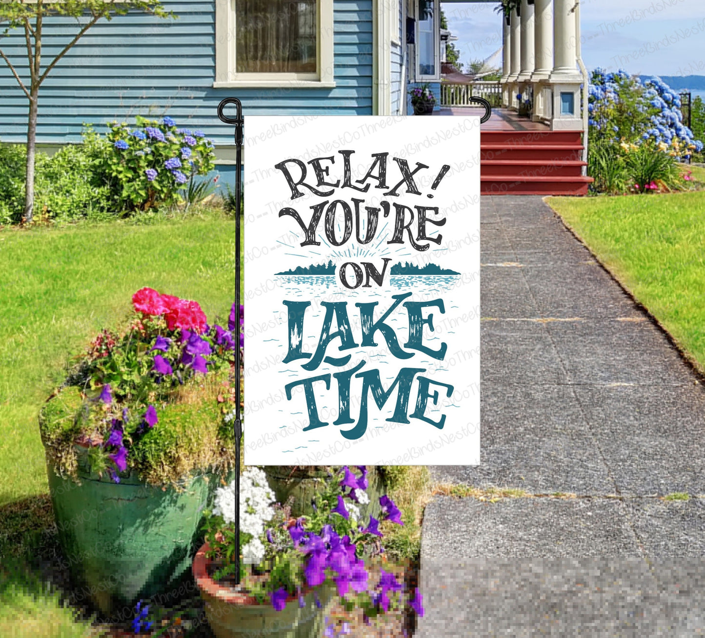 Relax You're on Lake Time - Life is Better at the Lake - Welcome to the Lake - Lake House Decor - Lake Garden Flag -Double Sided Garden Flag