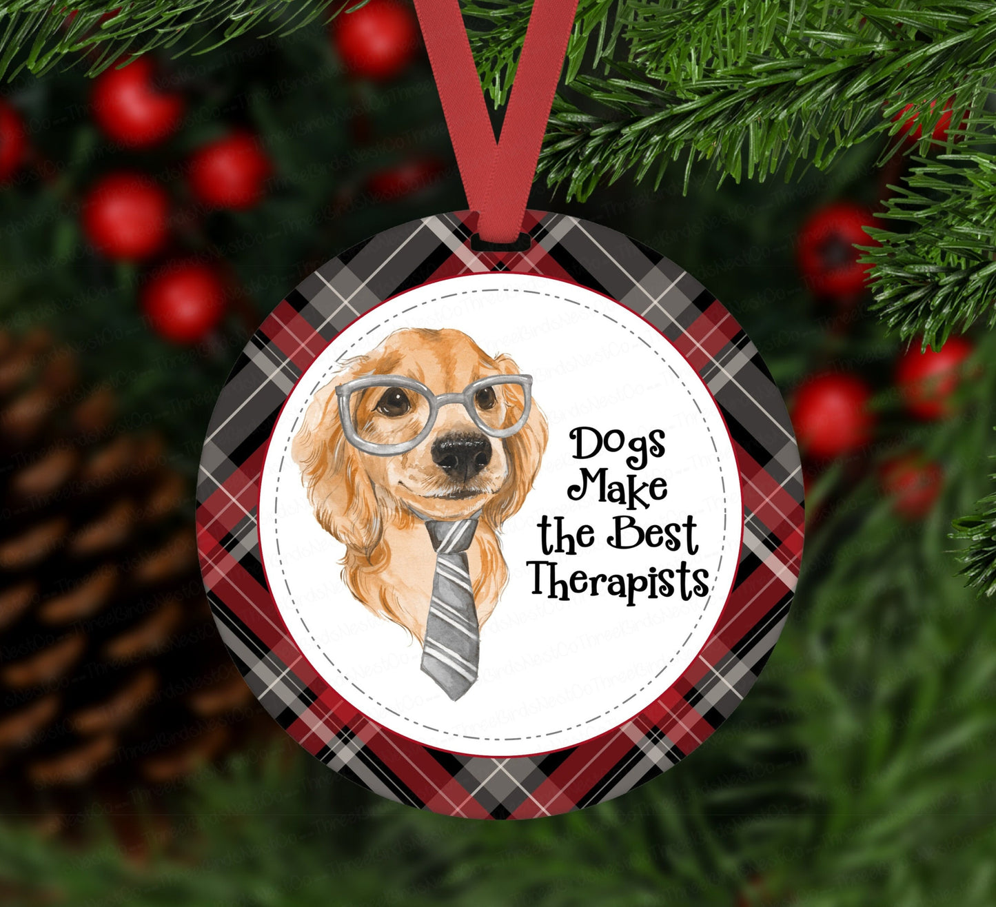 Christmas Ornament - Dog Ornament - Pet Ornament - Golden Retriever Ornament - Double Sided Ornament - Metal Ornament - ORN23