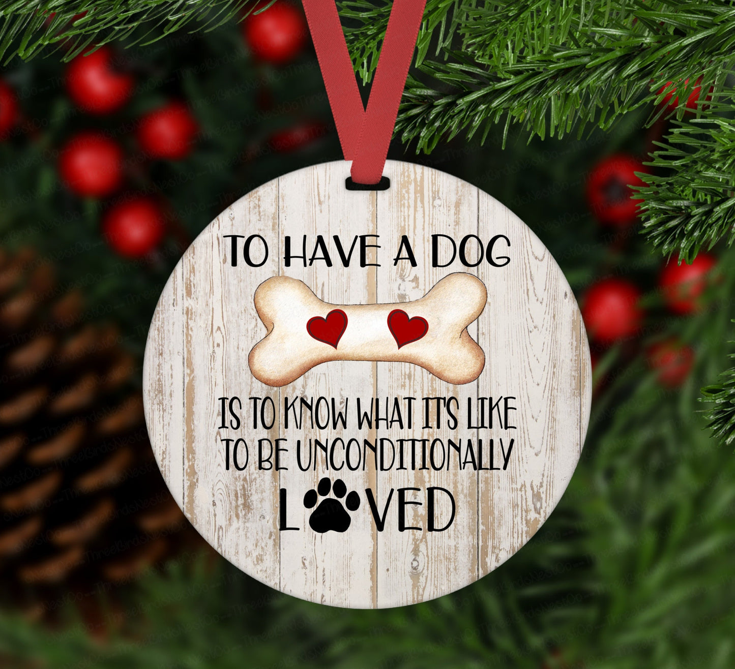 Christmas Ornament - Dog Ornament - Dog Bone Ornament - Rescue Pet Ornament - Double Sided Ornament - Metal Ornament - ORN26