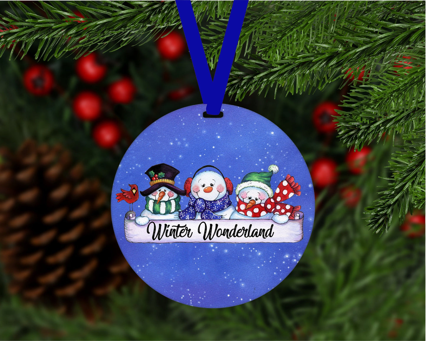 Christmas Ornament - Snowman Ornament - Let it Snow - Winter Wonderland - Double Sided Ornament - Metal Ornament - ORN28