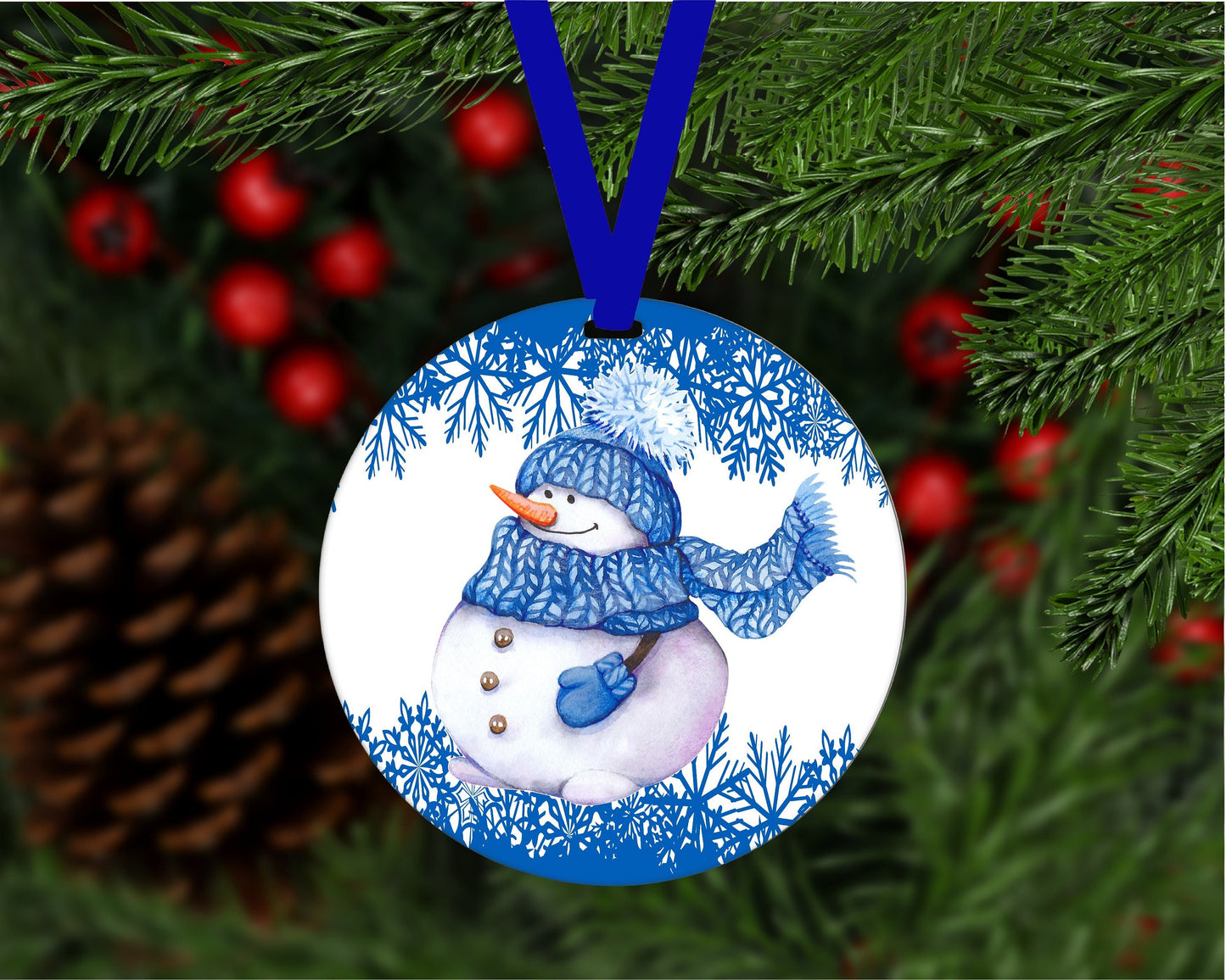Christmas Ornament - Snowman Ornament - Let it Snow - Winter Wonderland - Double Sided Ornament - Metal Ornament - ORN29
