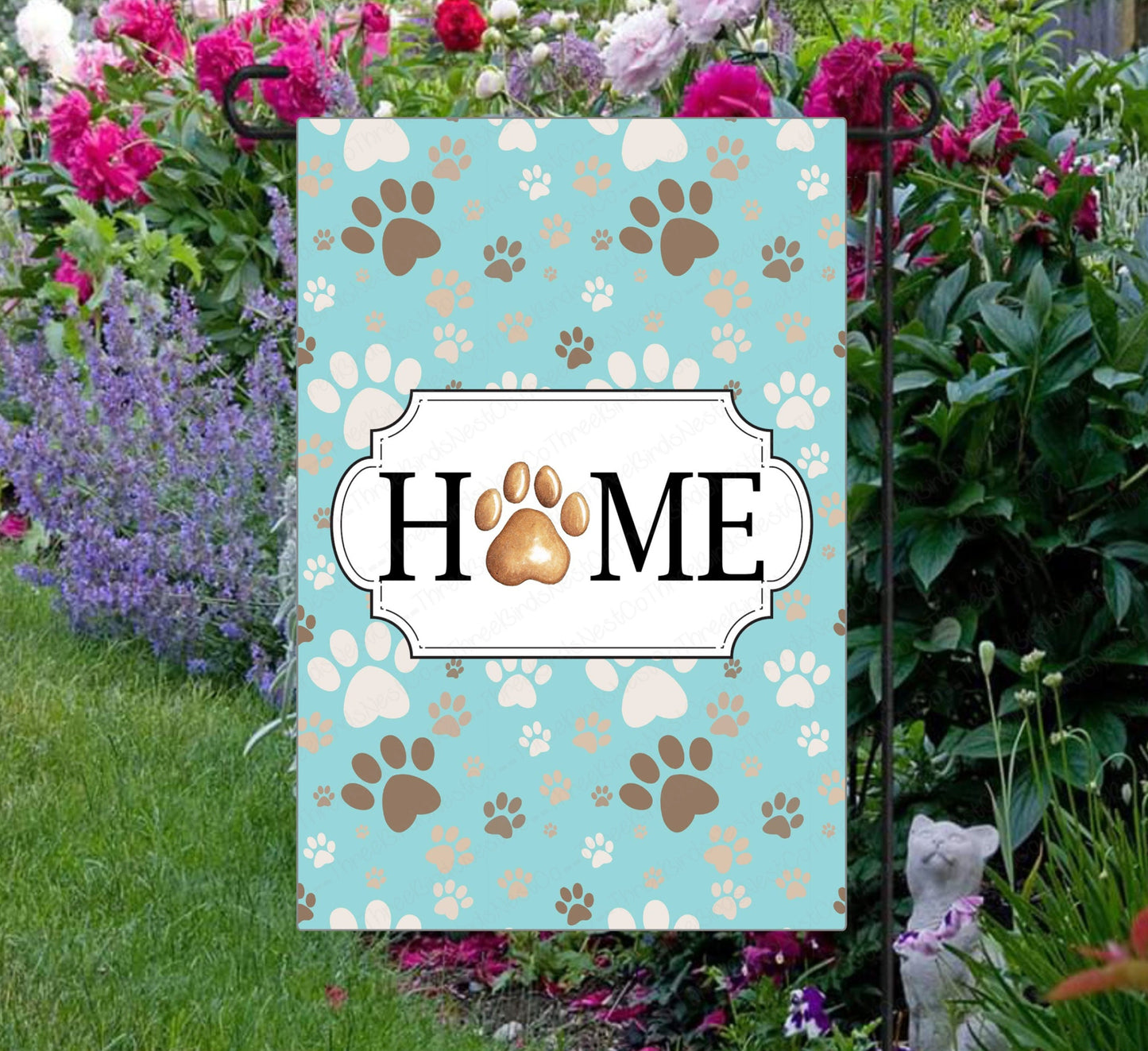 Home Garden Flag - Paw Print Decor - Dog Garden Flag - Welcome Flag - Custom Garden Flag - Yard Flag - Yard Art - Double Sided Garden Flag