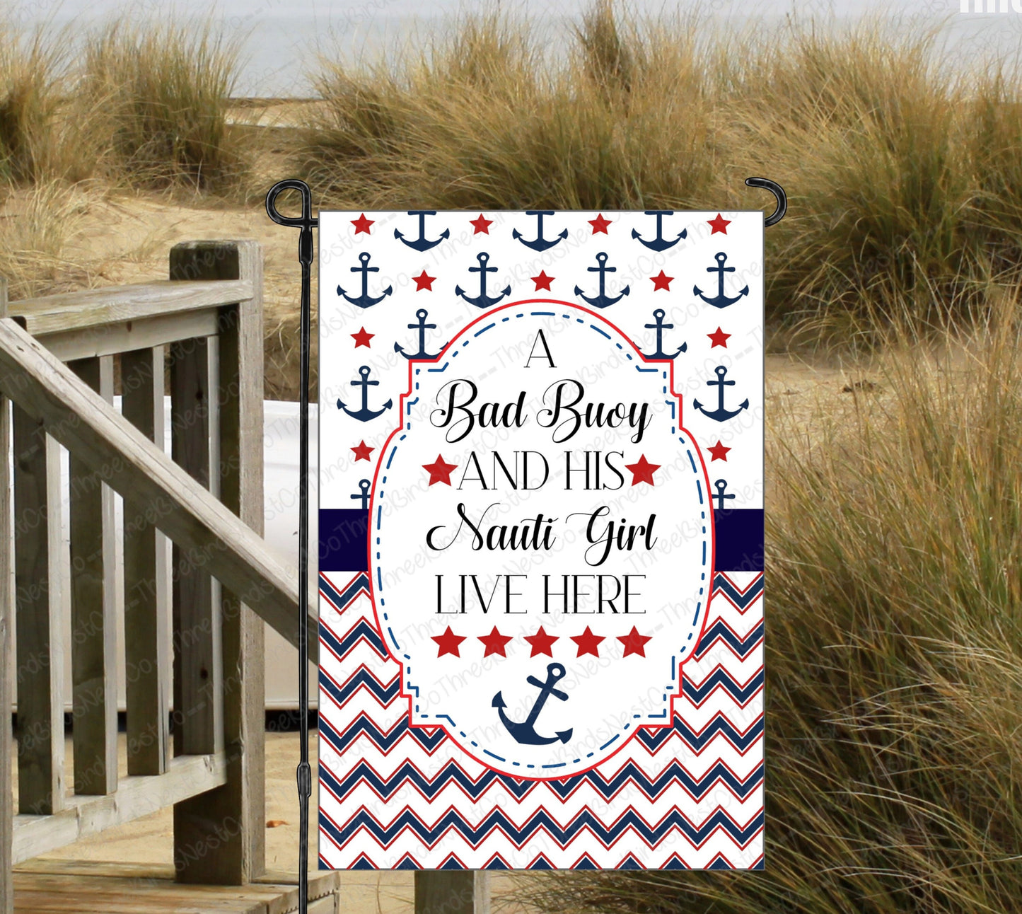 Bad Buoy Nauti Girl Anchors Beach Welcome Garden Flag