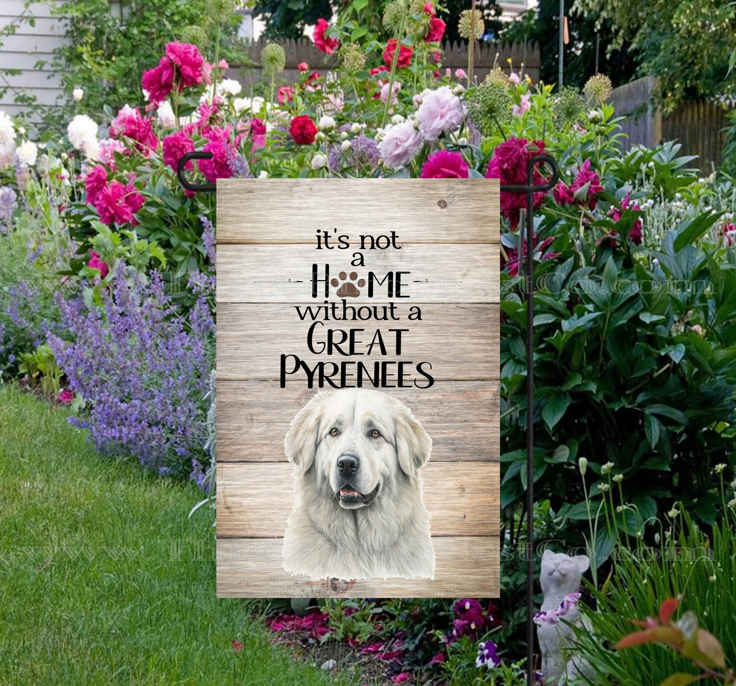 Its Not a Home Without a Great Pyrenees Dog Double Sided Garden Flag