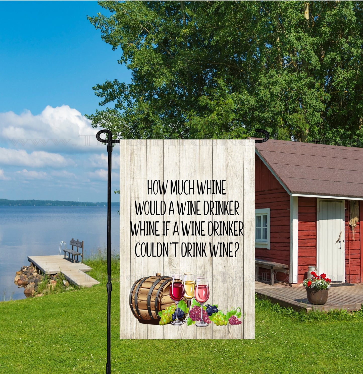 Wine Drinker Double-Sided Garden Flag - Visit www.ThreeBirdsNestCo.com for 20% Off