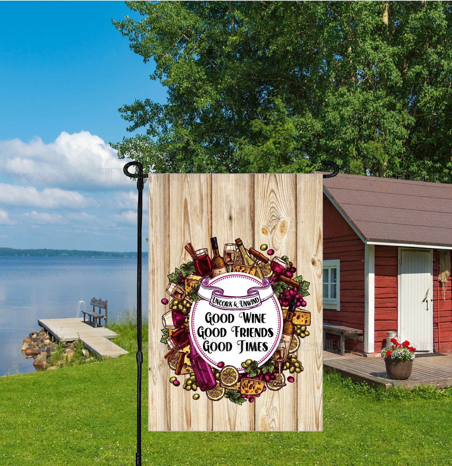 Good Times Wine Drinker Double-Sided Garden Flag - Visit www.ThreeBirdsNestCo.com for 20% Off