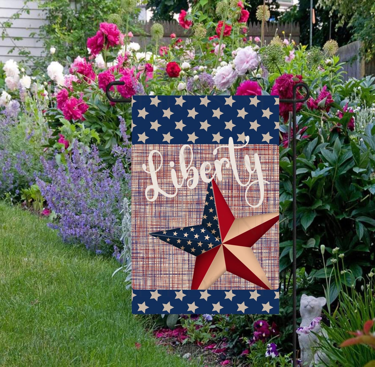 Liberty Barn Star Patriotic Garden Flag - Primitive Americana Decor - Custom Garden Flags - Double-Sided Garden Flag