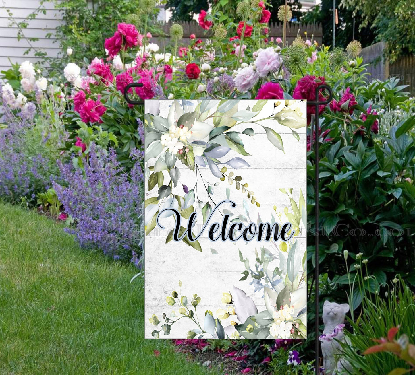 Herbs and Branches Farmhouse Welcome Double Sided Garden Flag