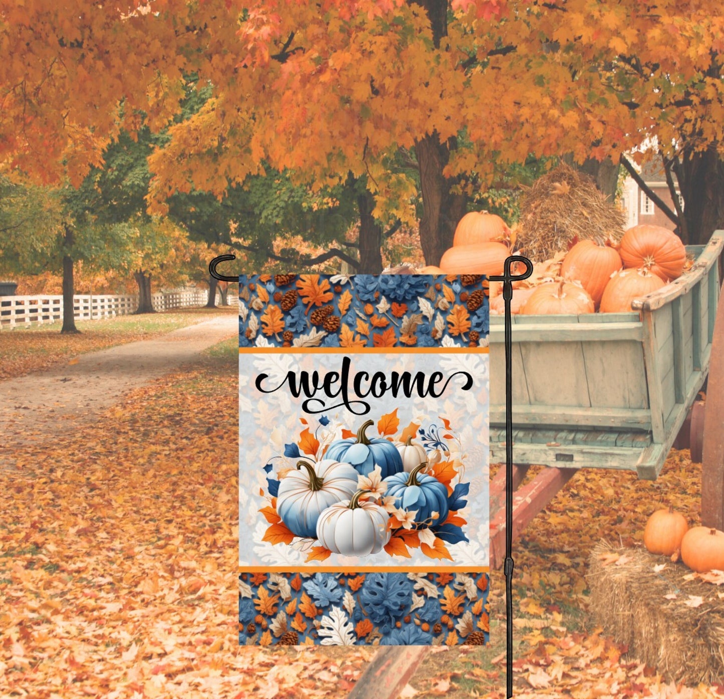 Fall Welcome Double Sided Garden Flag - Pumpkins Flag - Autumn Decor