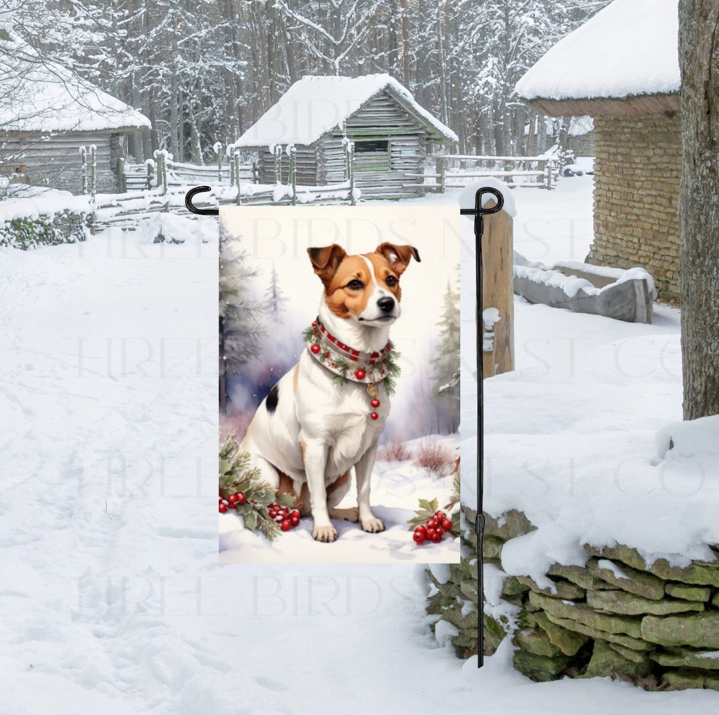 Jack Russell Terrier Double Sided Garden Flag - Winter Garden Flag - Christmas Decor - Dog Flag