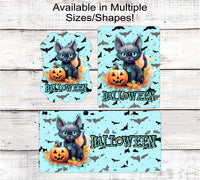 
              Black Cat Halloween Wreath Signs - Halloween Bats - Halloween Witch Potion - Halloween Jack O Lantern
            