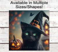 
              Black Cat Halloween Wreath Signs - Halloween Witch - Halloween Jack O Lantern
            
