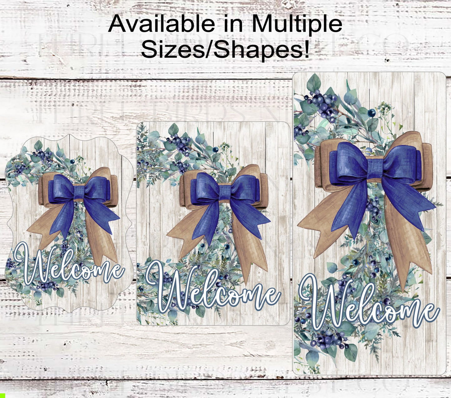 Welcome Wreath Sign - Blueberry Wreath - Rustic Farmhouse Wreath Signs