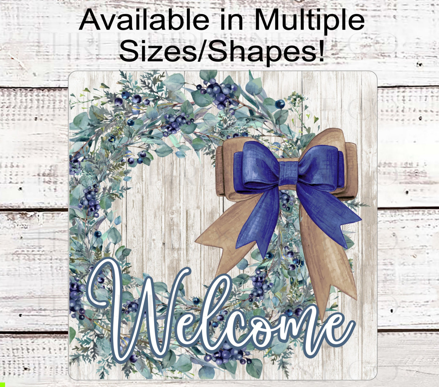 Welcome Wreath Sign - Blueberry Wreath - Rustic Farmhouse Wreath Signs