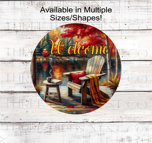 Fall Lake Chair Welcome Wreath Sign- FT2181