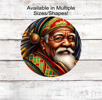 
              African American Santa Claus in Kwanzaa Colors Christmas Sign
            