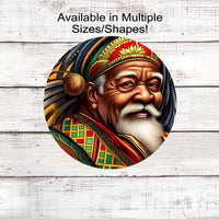 African American Santa Claus in Kwanzaa Colors Christmas Sign