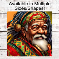 African American Santa Claus in Kwanzaa Colors Christmas Sign