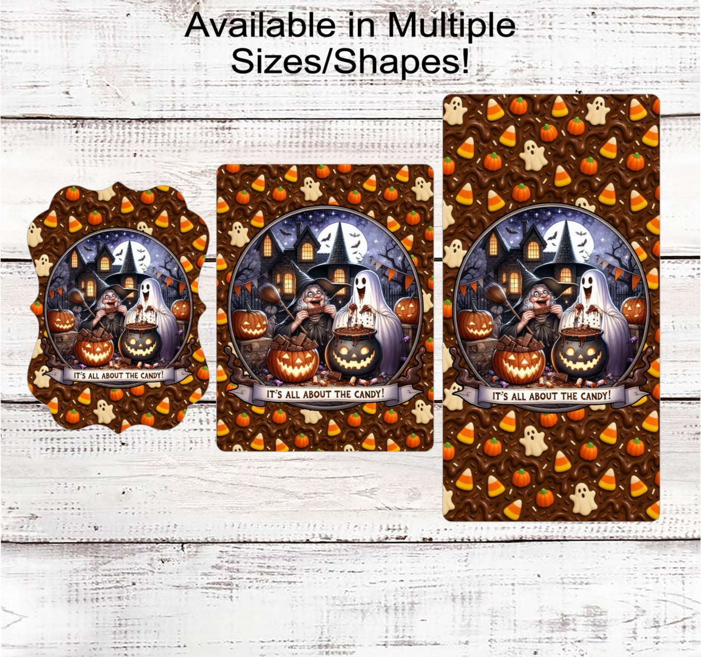 Its All About the Candy Halloween Wreath Sign, Chocolate Candy Lover- H2173