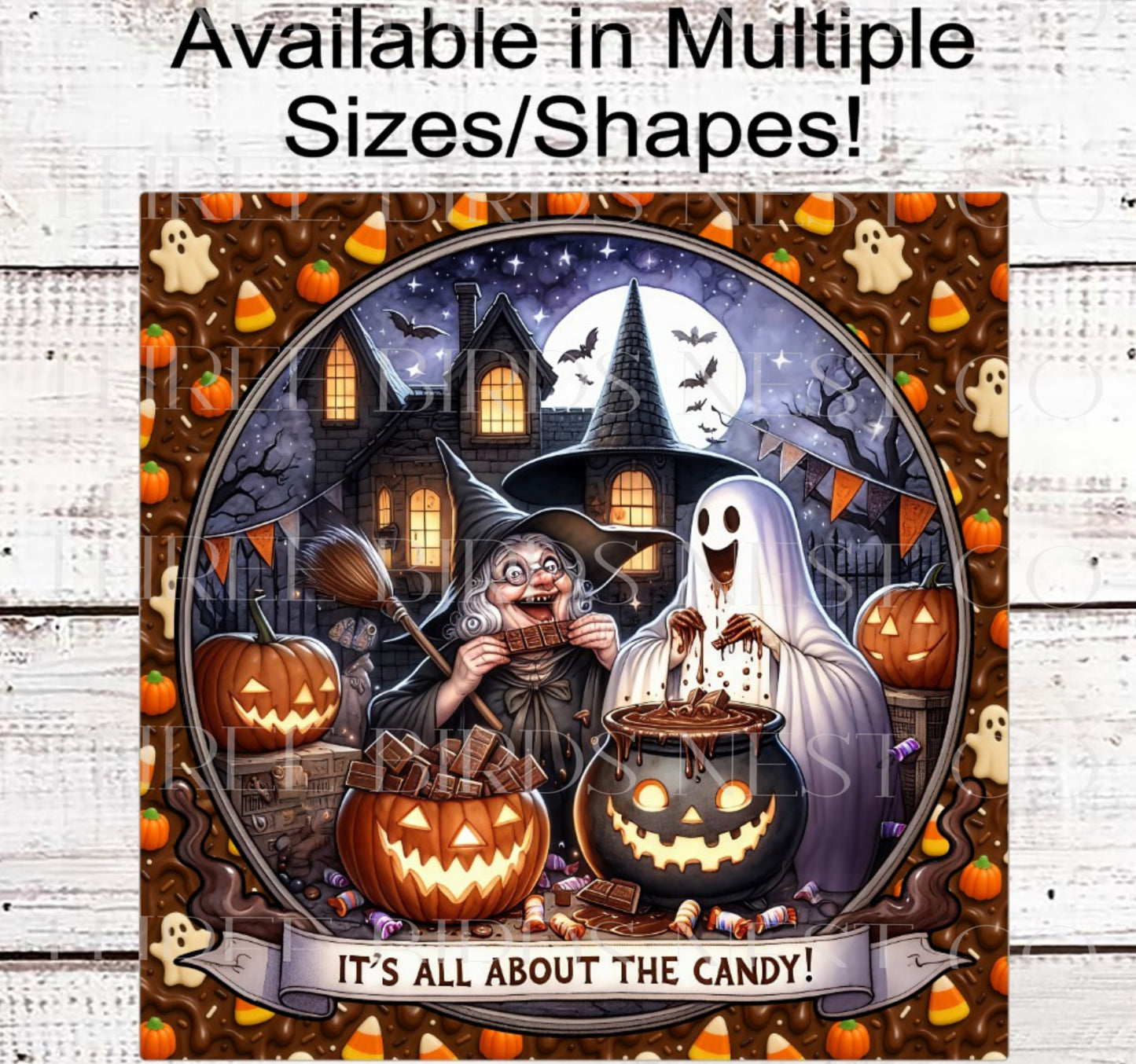 Its All About the Candy Halloween Wreath Sign, Chocolate Candy Lover- H2173