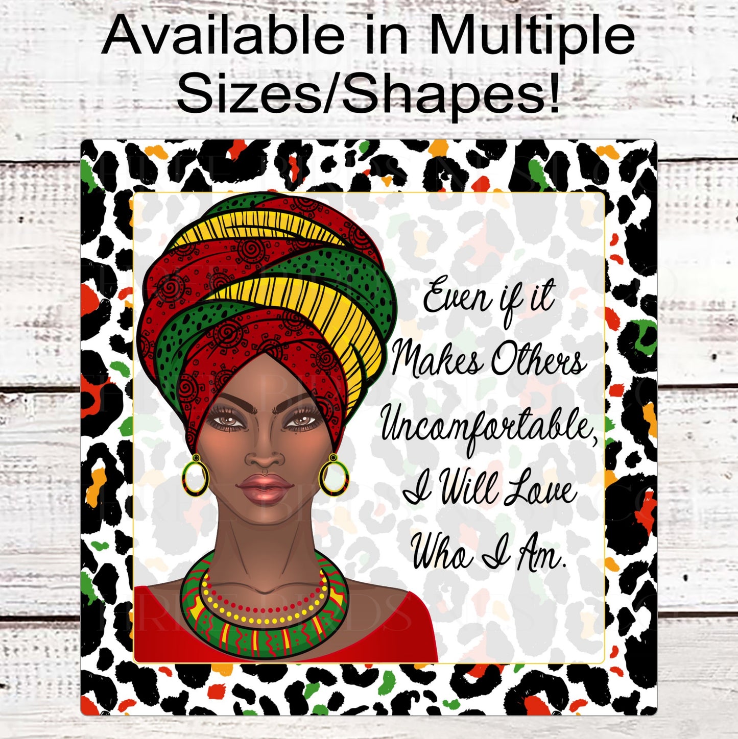 African American Leopard and Kwanzaa Colors Woman Sign