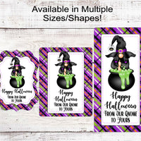 Happy Halloween Witch Gnome Wreath Sign - Welcome to Our Home - Witches Cauldron