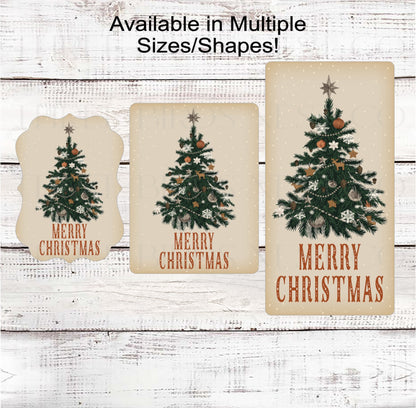 Vintage Merry Christmas Tree Sign
