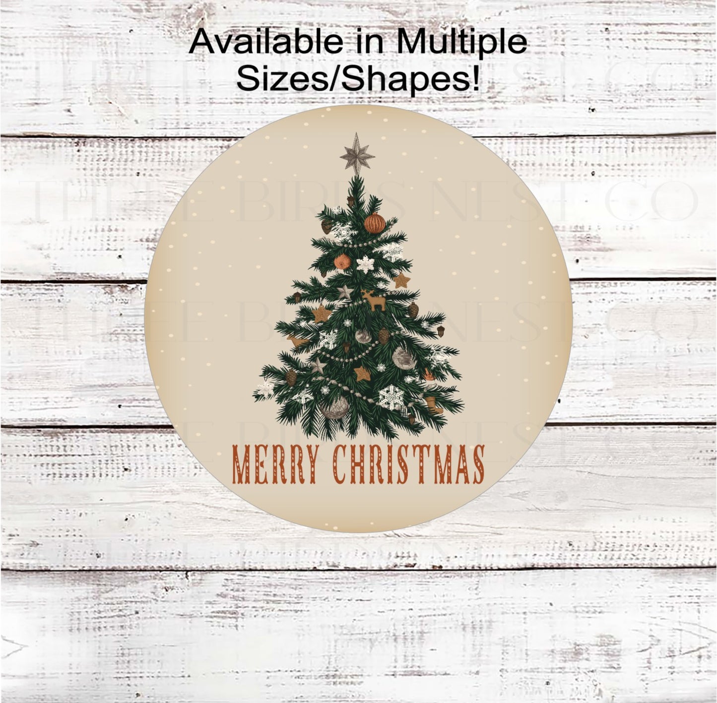 Vintage Merry Christmas Tree Sign