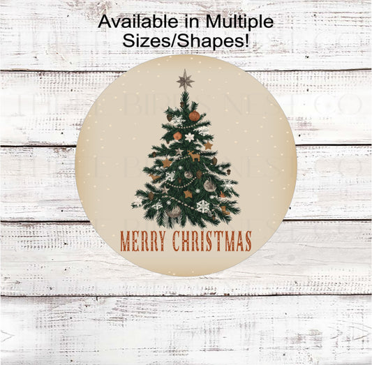 Vintage Merry Christmas Tree Sign