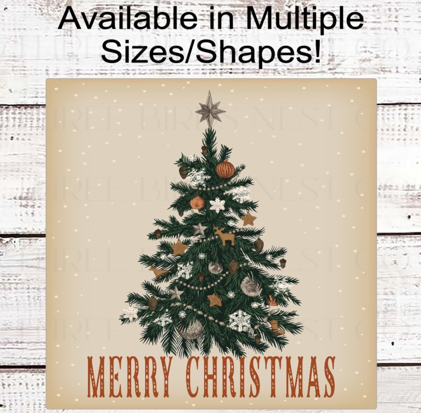 Vintage Merry Christmas Tree Sign