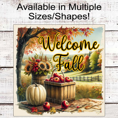 Welcome Fall Apple Basket Wreath Sign- FT2161