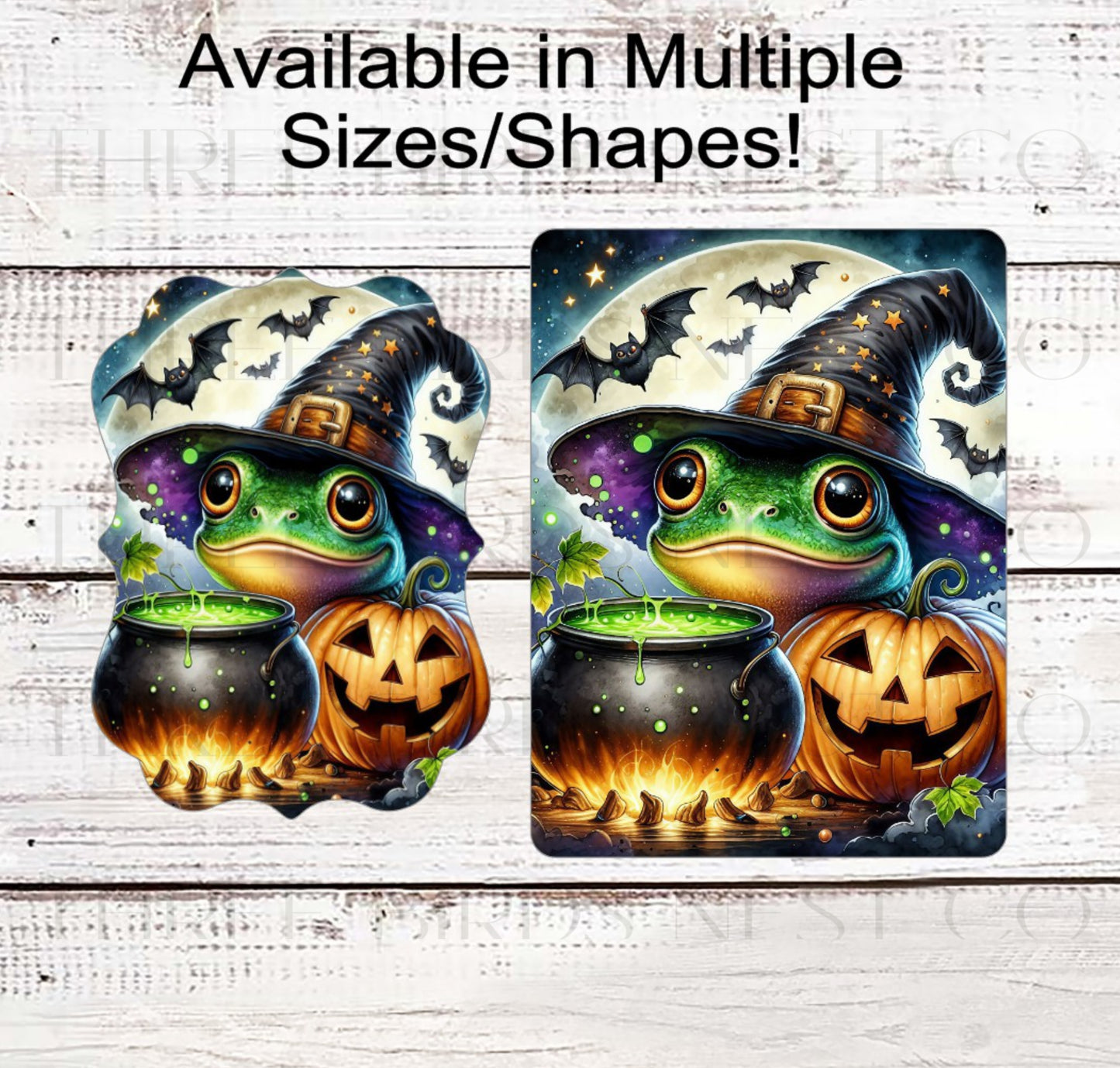 Witch Frog with Cauldron Halloween Wreath Sign- H2169