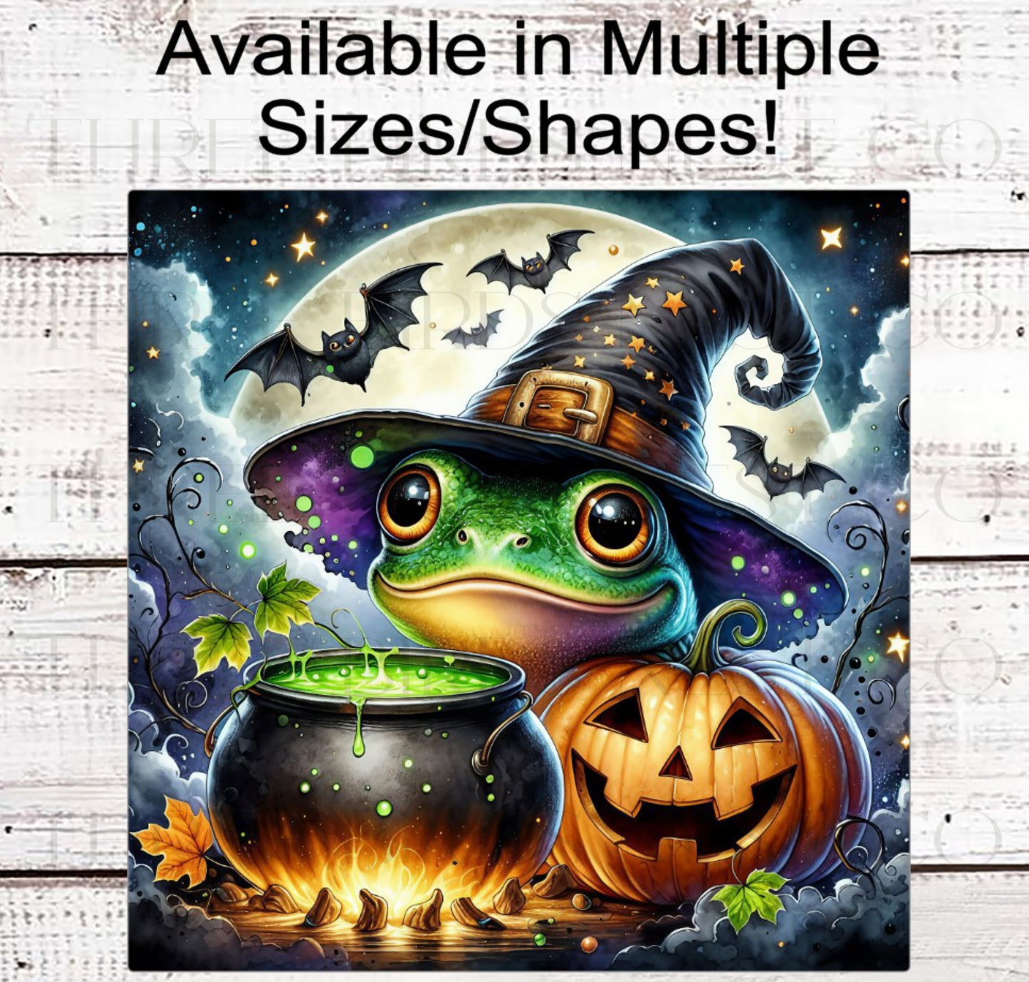Witch Frog with Cauldron Halloween Wreath Sign- H2169