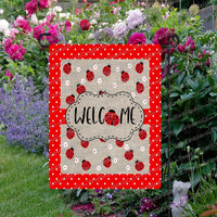 Garden Flag - Spring Garden Flag - Ladybug Garden Flag - Welcome Flag - Custom Garden Flag - Yard Flag - Yard Art - Double Sided Garden Flag