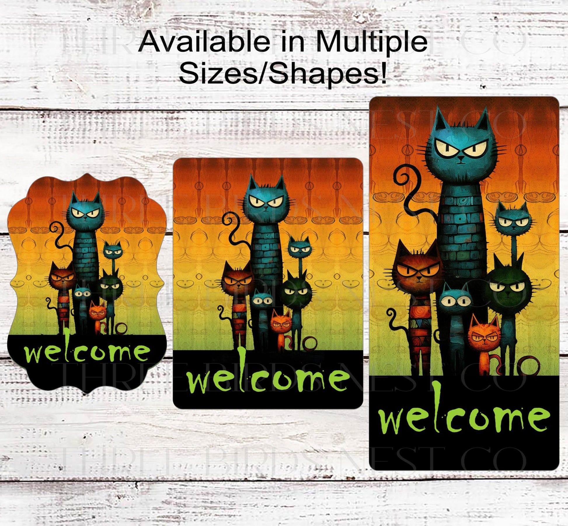 Cat Welcome Sign - Halloween Wreath Sign - Funny Welcome Sign