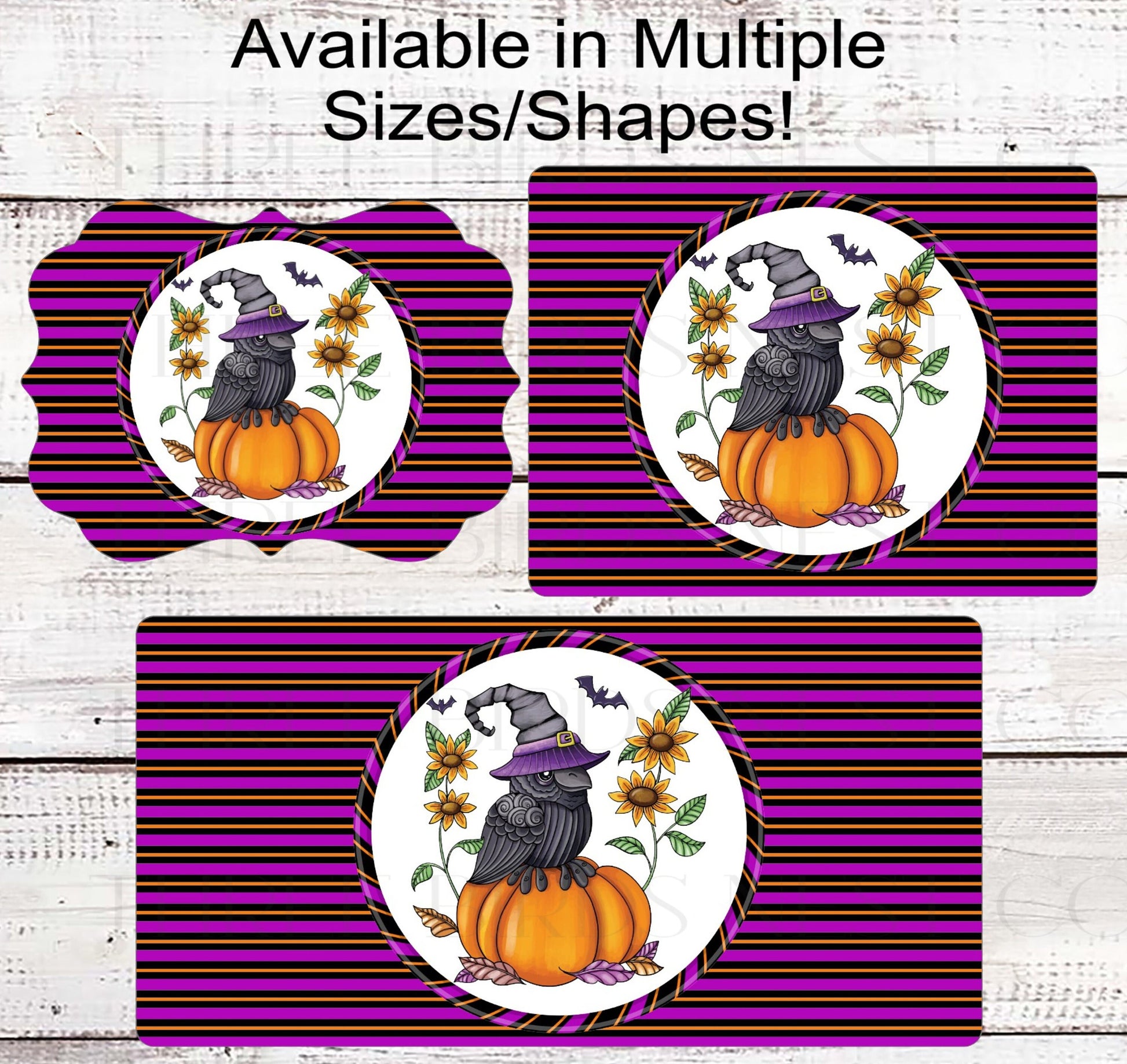 Fall Crown Wreath Sign - Halloween Witch Hat - Sunflowers Sign - Halloween Bats Sign