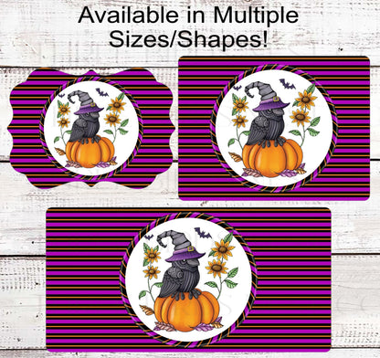 Fall Crown Wreath Sign - Halloween Witch Hat - Sunflowers Sign - Halloween Bats Sign