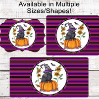 Fall Crown Wreath Sign - Halloween Witch Hat - Sunflowers Sign - Halloween Bats Sign